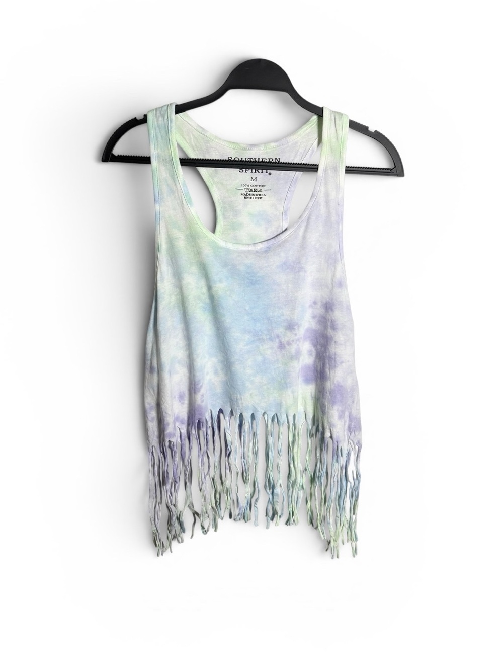 Southern Spirit Pastel Tie-Dye Fringe Tank Top 100% Cotton